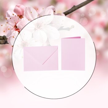 25 coloured envelopes C6 + folded card 10x15 cm  light pink