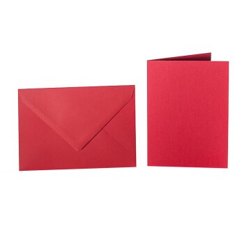 25 coloured envelopes C6 + folded card 10x15 cm  red