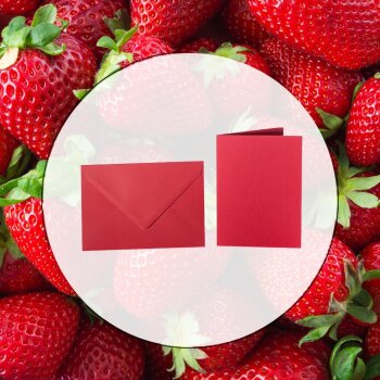 25 enveloppes colorées C6 + carte pliante 10x15 cm rouge