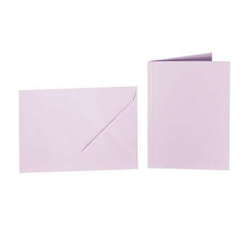 25 coloured envelopes C6 + folded card 10x15 cm  lilac
