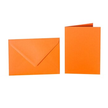 25 enveloppes colorées C6 + carte pliante 10x15 cm orange