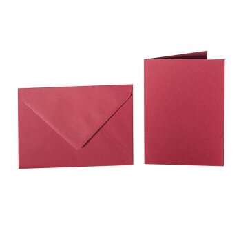 25 coloured envelopes C6 + folded card 10x15 cm  bordeaux...