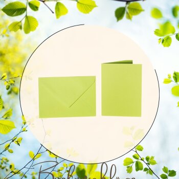 25 coloured envelopes C6 + folded card 10x15 cm  apple-green