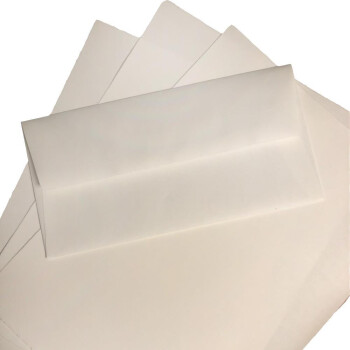 10 Bütten Hüllen DIN lang, halbmatt, 100 g/m², weiß gerippt mit Büttenrand, 110 x 220 mm, ohne Futter