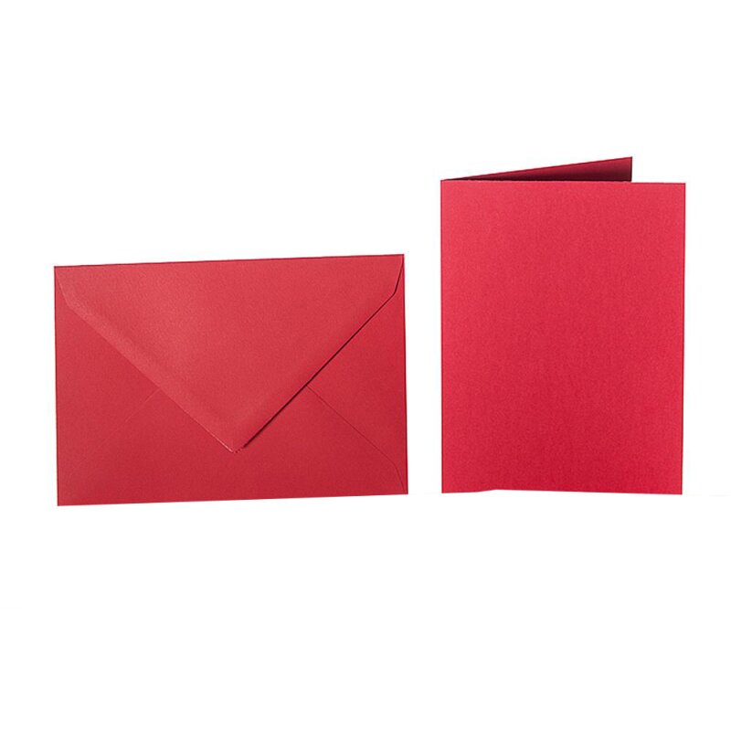 Farbige Briefumschläge C5 + Faltkarten 15x20 cm  Rot