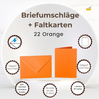 Farbige Briefumschläge C5 + Faltkarten 15x20 cm  Orange