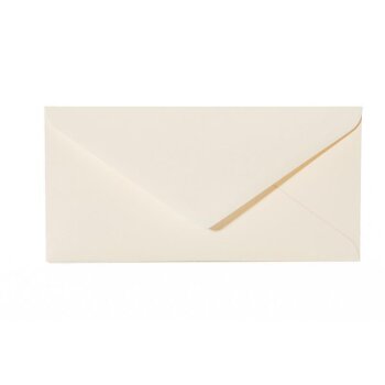 25 enveloppes chacune avec rabat triangulaire Din long 11x22 cm crème douce