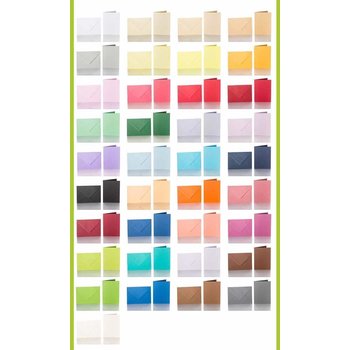 Color choice - Pack 25 colored envelopes 5,51 x 7,48 in wet adhesive + matching folding cards 5,12 x 7,09 in