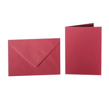 Enveloppes B6 + carte pliante 12x17 cm - bordeaux