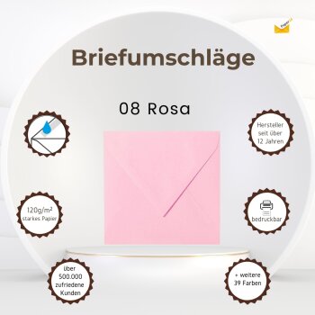 Briefumschläge 155x155 mm in Rosa in 120 g/qm