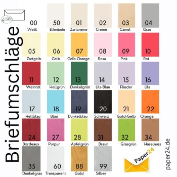 Color choice - Pack 25 DIN long Envelopes 4,33 x 8,66 in...