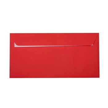 25 DIN long envelopes with adhesive strips (without window) 4.33 x 8.66 in red