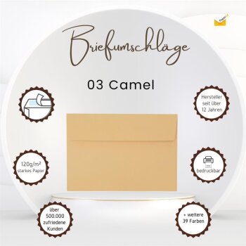 25 Envelopes DIN B6 (4.92 x 6.93 in) pressure-sensitive adhesive 120 g / sqm camel