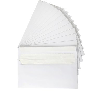 Enveloppes DIN longues blanches avec bandes adhésives - avec DOUBLURE INTERNE