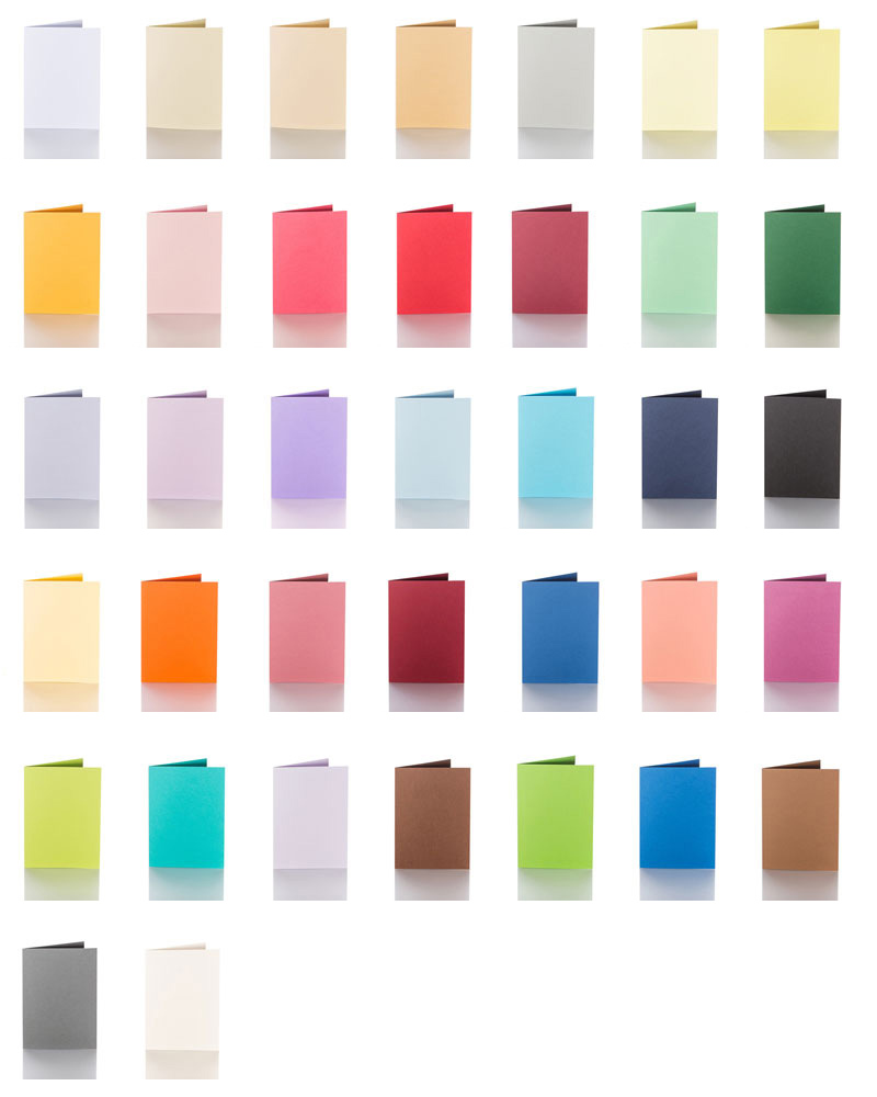 25 farbige blanko Klappkarten Faltkarten 145x145 14,5x14,5 cm weißes Umschlag